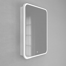Зеркальный шкаф Jorno Briz 50 см, Bri.03.50/W, с подсветкой, с часами, белый